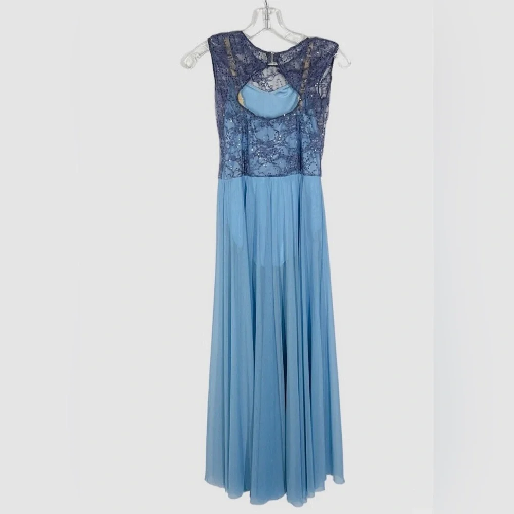 💎Revolution Dance Light Blue Lyrical or Ballet Dance Costume with Lace Overlay